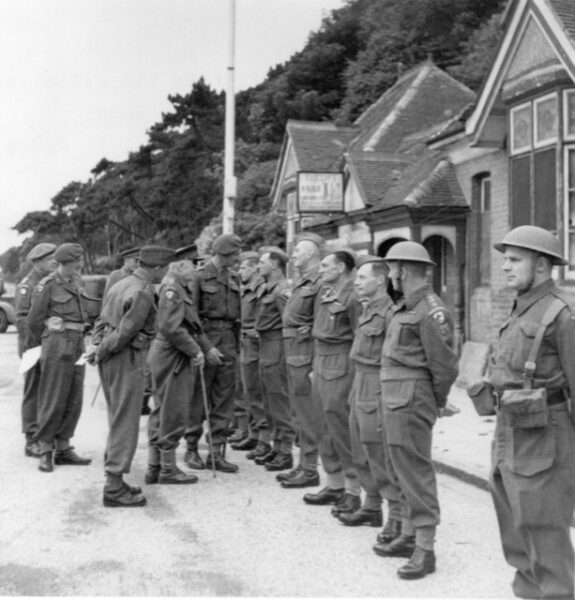 Lt. Col. Schreiber inspecting the 8th Battalion Home Guard. From the collection of Alan Taylor
